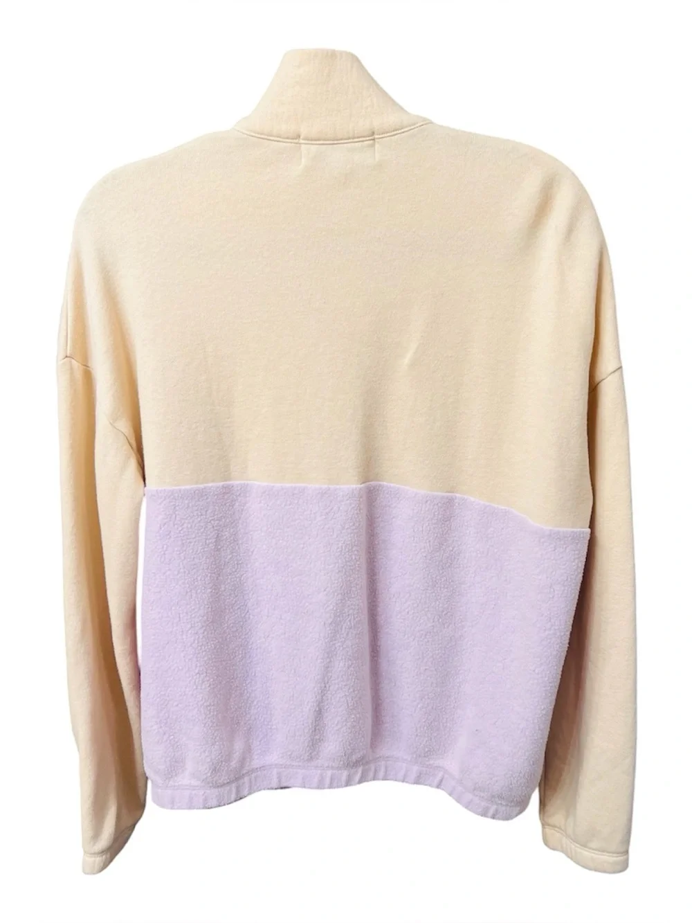 Wildfox Lea Colorblock 1/4 Zip Sherpa Sweatshirt M Cream Pink Blue USA